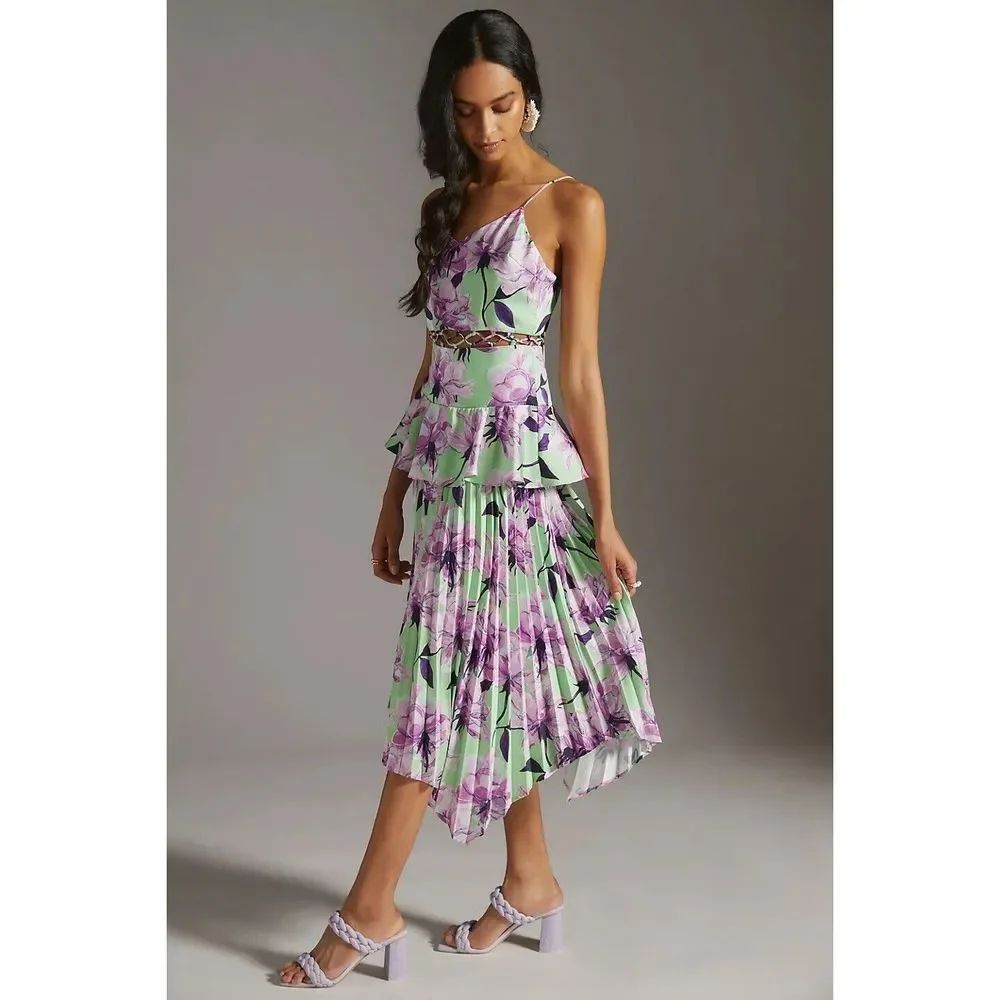 Anthropologie Delfi Collective Pleated Midi Dress Size L $444